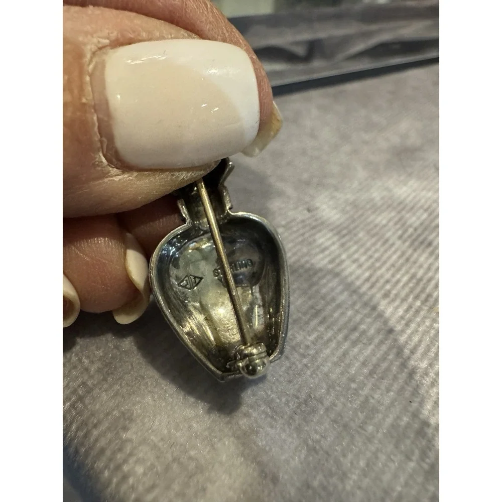 Signed Judith‎ Jack sterling enamel marcasite perfume bottle brooch